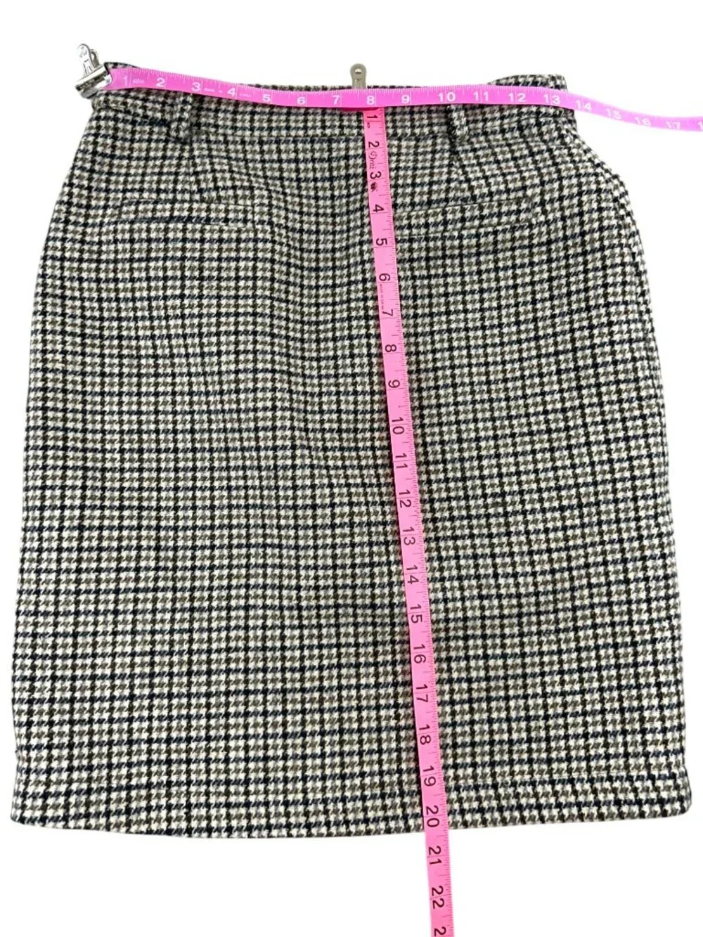 Vintage Style Roocool Houndstooth Mini Skirt Dark Academia Plaid Skirt with Pock
